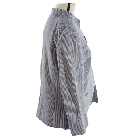 Covington Jacket Womens Size Medium Blue Striped Open Front Blazer 3/4 Sleeve - Picture 5 of 7